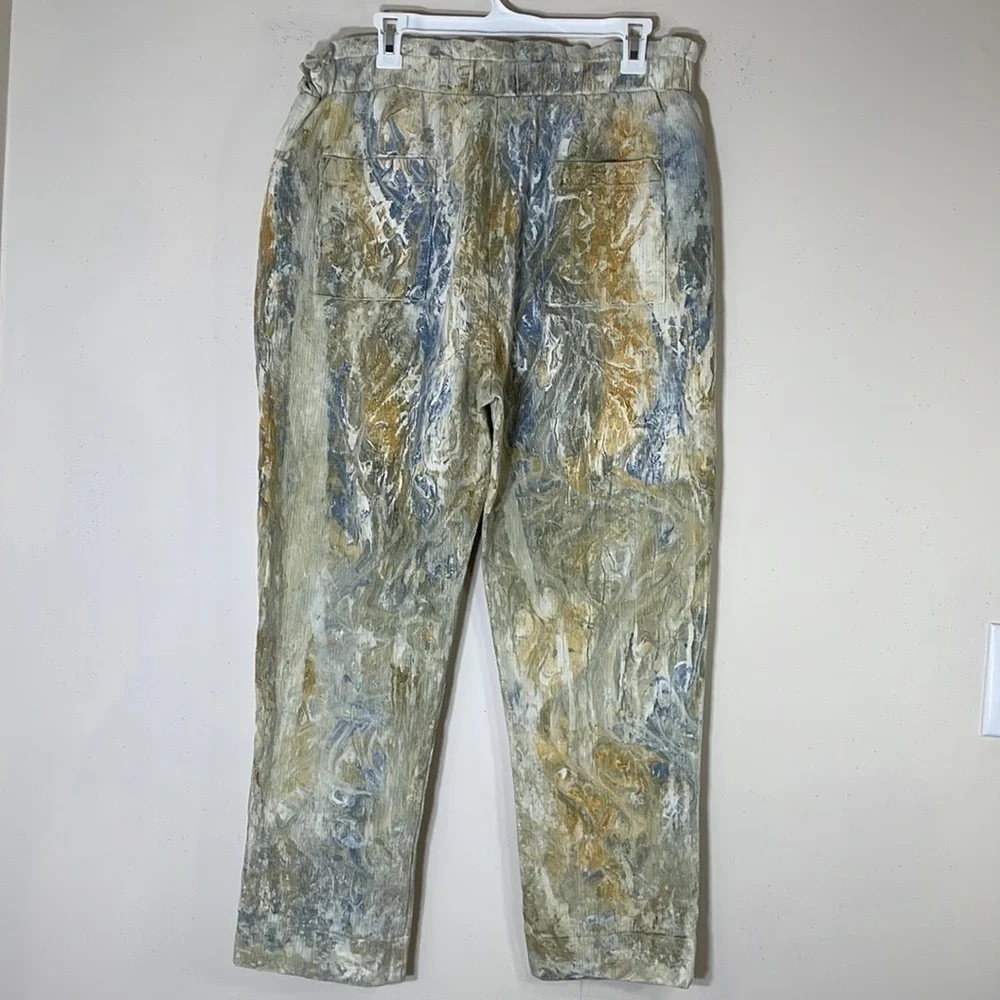 NWT. Boho Anthropologie Tina & Jo Olivenne Marble Dyed Pants. Large - Picture 10 of 12